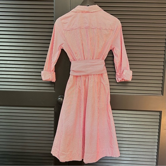 J. Crew Preppy Summer Red and White Striped Women’s Shirtdress, Size 4 - Picture 12 of 16
